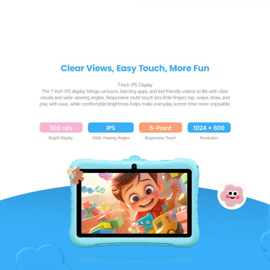 BLACKVIEW QUAD-CORE KID TABLET 7-INCH (2GB+32GB) WIFI ANDROID 11 DREAMLAND BLUE