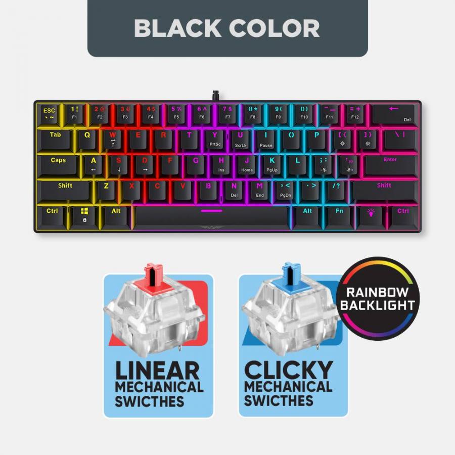 ARMAGGEDDON 61-KEYS WIRED MECH KEYBOARD BL.SW. MKA-1C CORE CLICKY WHITE