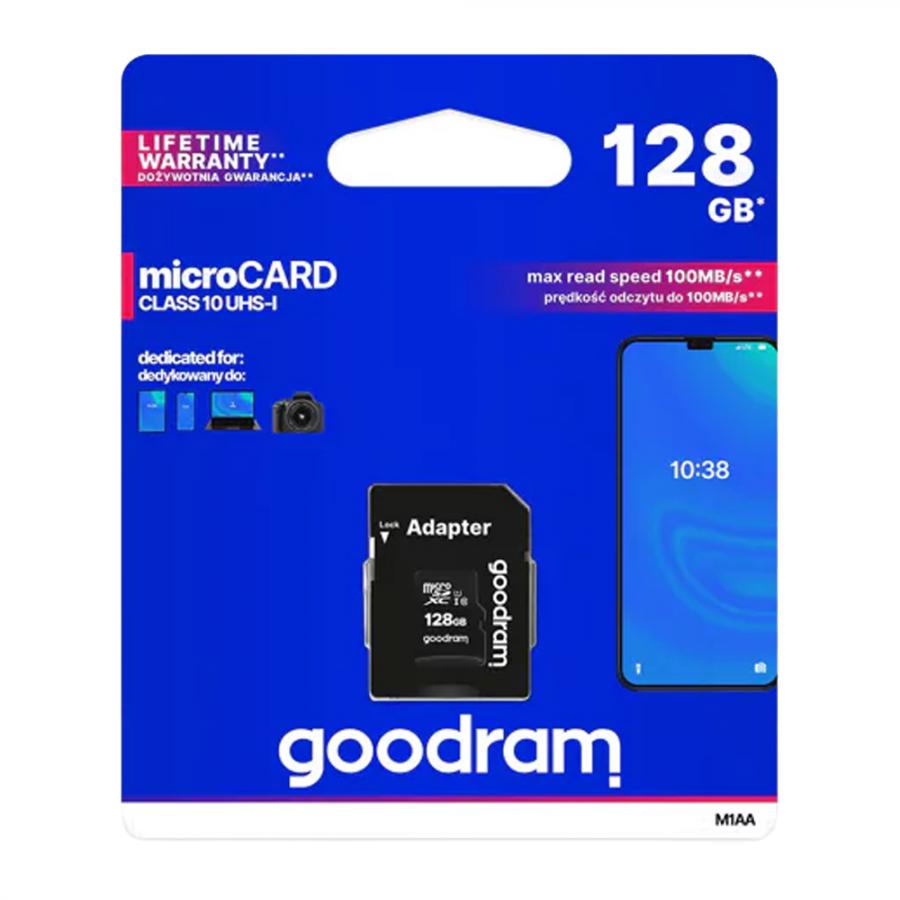GOODRAM MICRO SD CARD 128GB CL 10 WITH ADAPTER M1AA