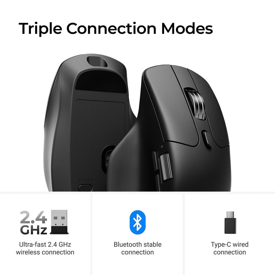 Keychron M6 (M6S-A72) Wireless Ergonomic Optical Mouse 1000hz Polling Rate Black