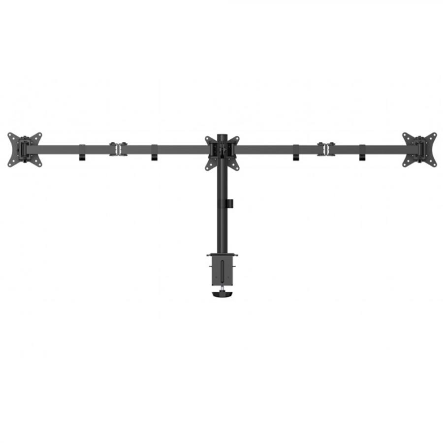 GEMBIRD ADJUSTABLE DESK 3-DISPLAY MOUNTING ARM (RTS) 17”-27” BLACK