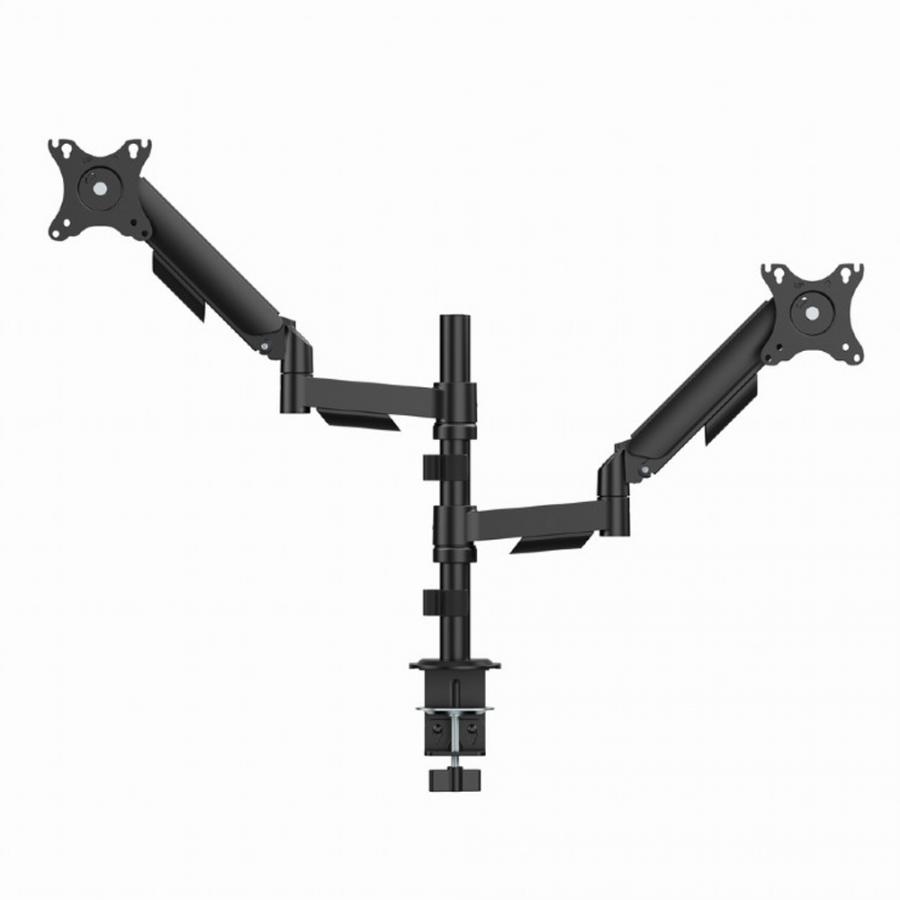 GEMBIRD ADJUSTABLE DESK 2-DISPLAY MOUNTING ARM, 17”-32” BLACK