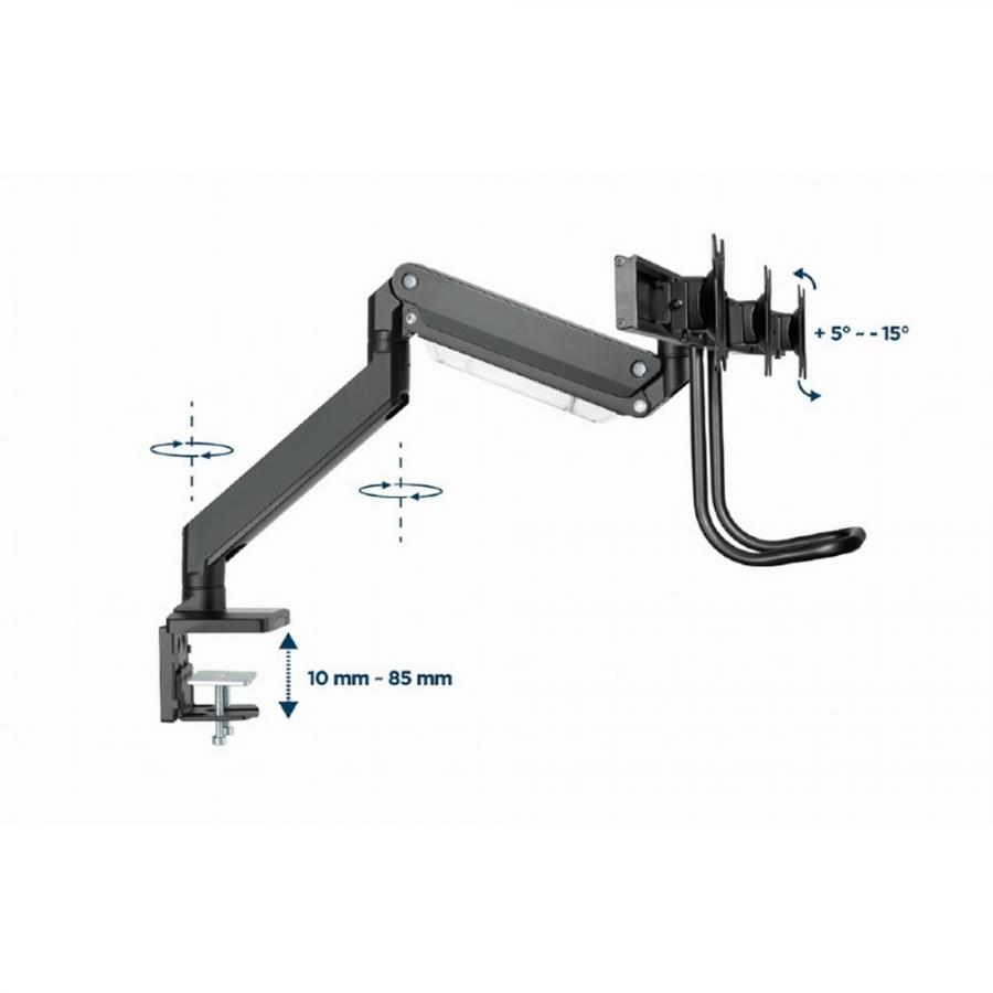 GEMBIRD DESK MOUNTED ADJUSTABLE MONITOR ARM FOR 3 MONITORS BLACK