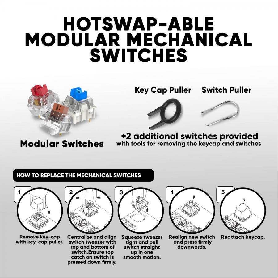 ARMAGGEDDON MECHANICAL HOT-SWAP KEYBOARD 12FX BACKLIGHT BLUE SWITCH MKA-7C 2024 WHITE CLICKY