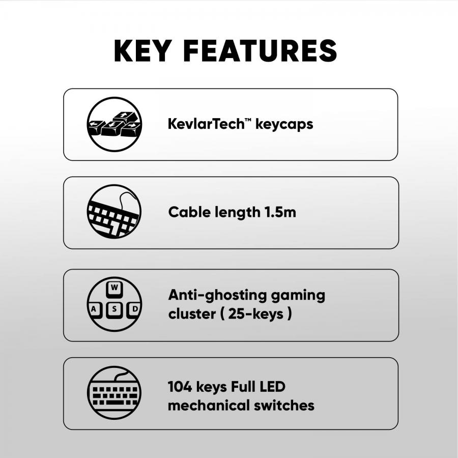 ARMAGGEDDON MECHANICAL HOT-SWAP KEYBOARD 12FX BACKLIGHT BLUE SWITCH MKA-7C 2024 WHITE CLICKY