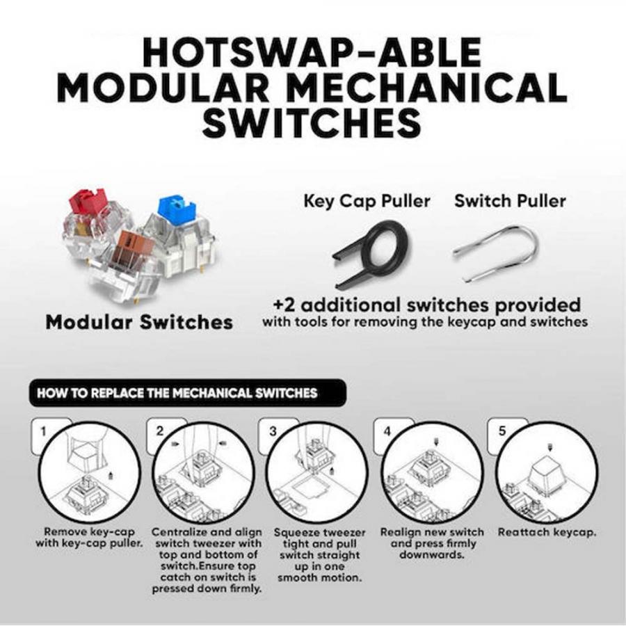 ARMAGGEDDON MECHANICAL HOT-SWAP KEYBOARD 12FX BACKLIGHT BLUE SWITCH MKA-7C 2024 BLACK CLICKY