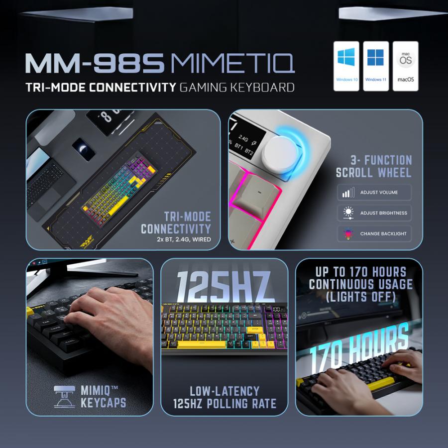 ARMAGGEDDON TRI-MODE CONNECTIVITY GAMING KEYBOARD MM-98S MIMETIQ YELLOW JACKET