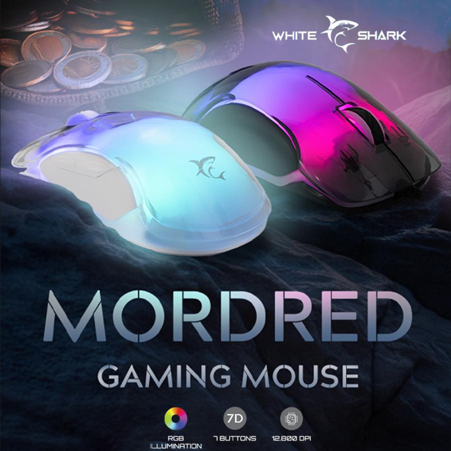 WHITE SHARK RGB WIRED GAMING MOUSE GM-5017 12800 DPI WHITE