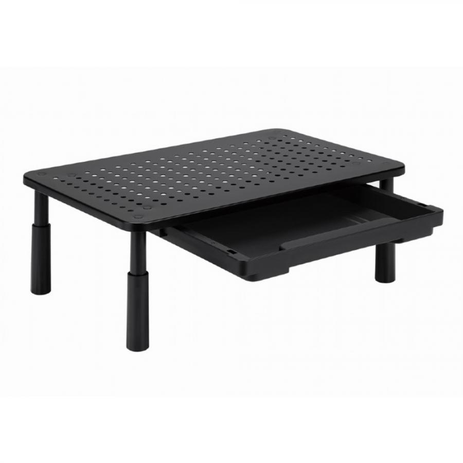 GEMBIRD ADJUSTABLE MONITOR STAND WITH DRAWER (RECTANGLE) BLACK
