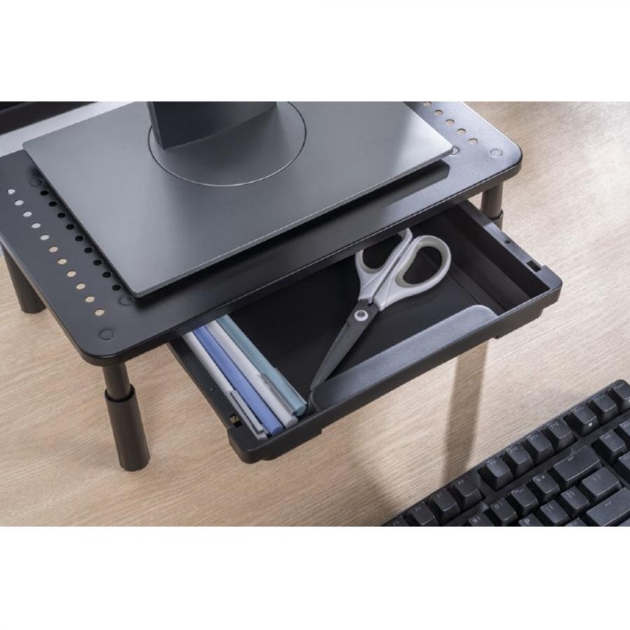GEMBIRD ADJUSTABLE MONITOR STAND WITH DRAWER (RECTANGLE) BLACK