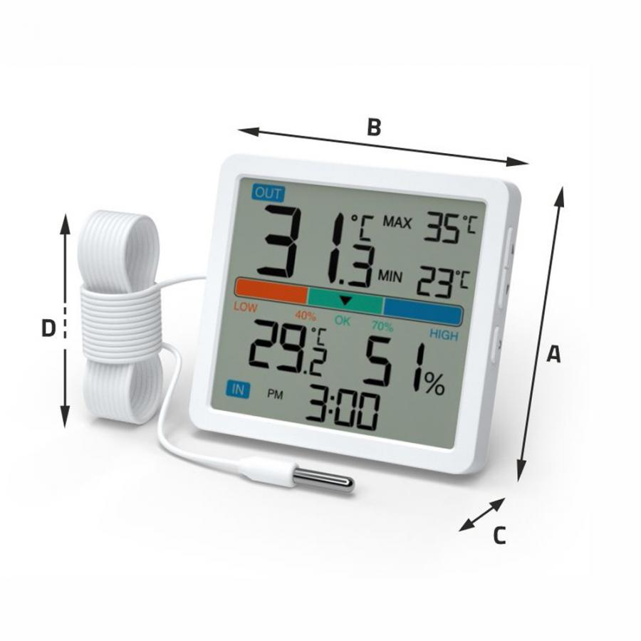 MANTA THERMOMETER WITH HYGROMETER AND EXTERNAL SENSOR WHITE