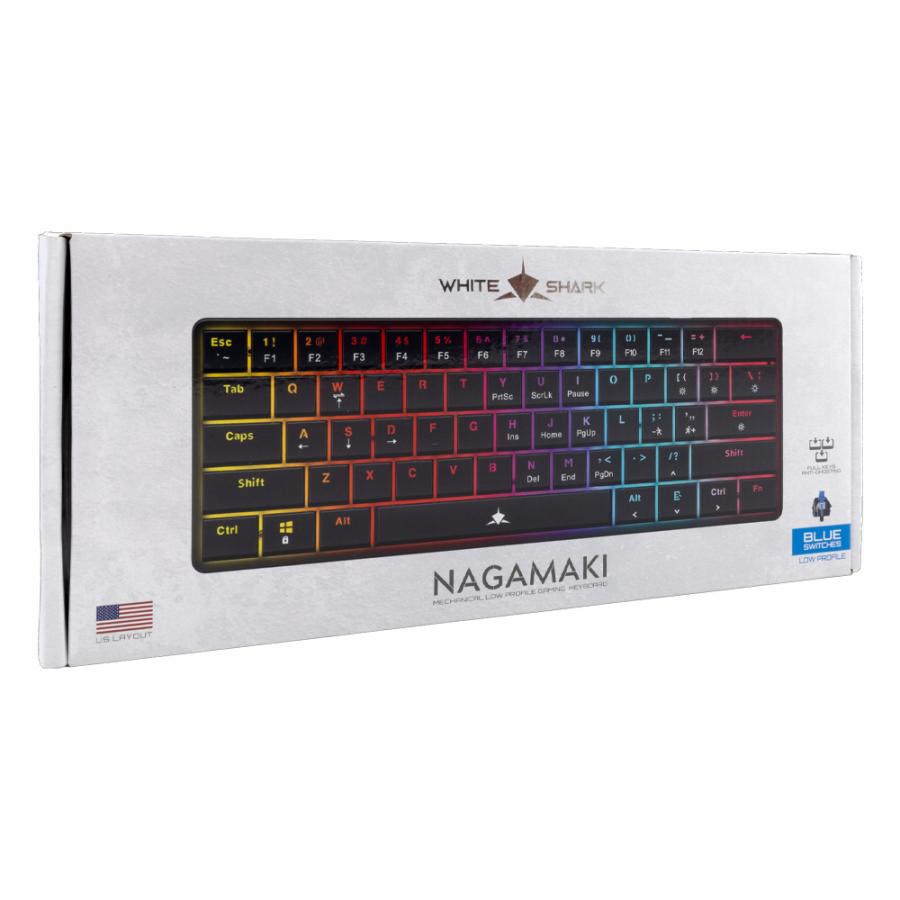 WHITE SHARK MECH KEYBOARD GK-006121 NAGAMAKI BLACK US BLUE SWITCH
