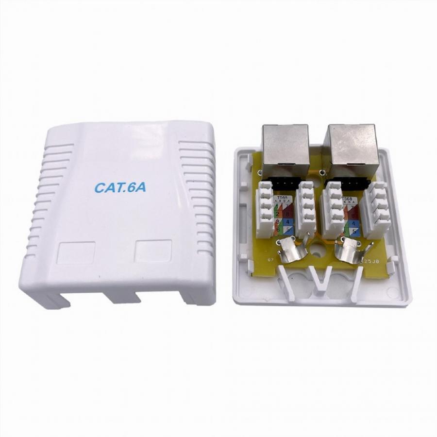 CABLEXPERT CAT6A FTP DOUBLE PORT SURFACE MOUNT BOX WHITE