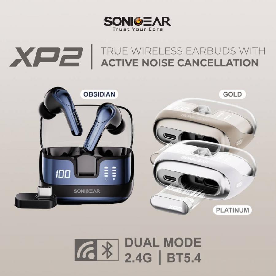 SONICGEAR DUAL MODE 2.4G/BT5.4 SUPERIOR 4MICS ANC/ENC EARPUMP XP2 OBSIDIAN