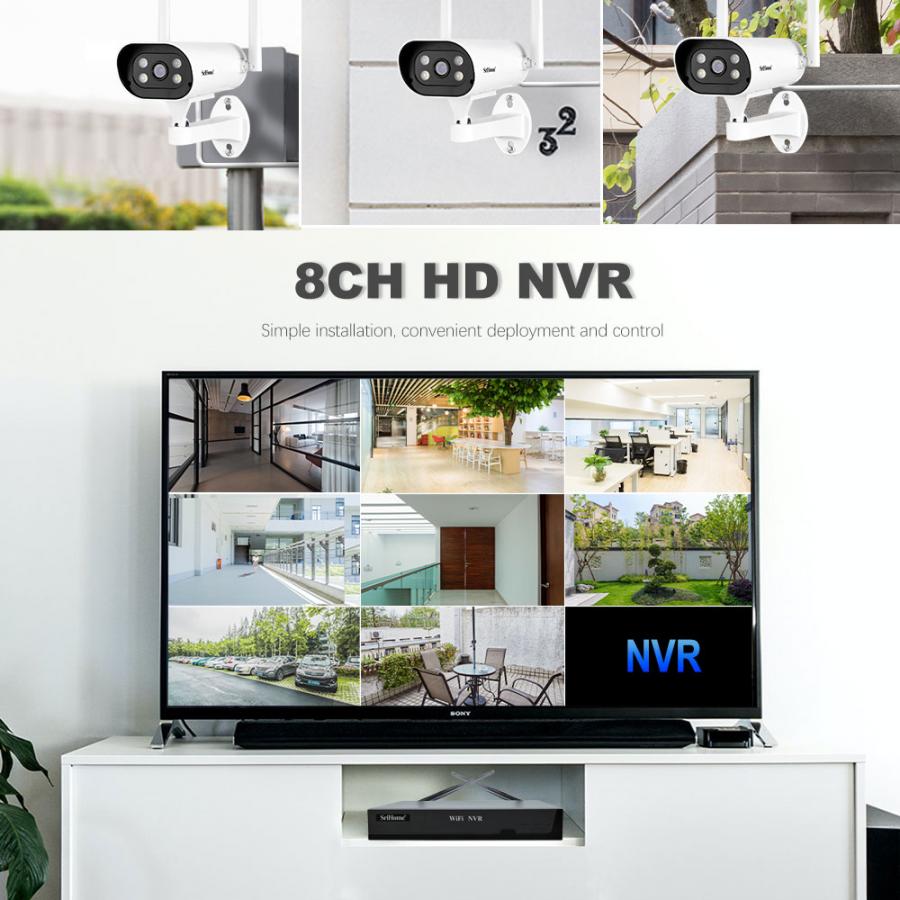 SRIHOME 2MP 8-CHANNEL WIRELESS VIDEO RECORDER WITH 4 IP CAMERAS