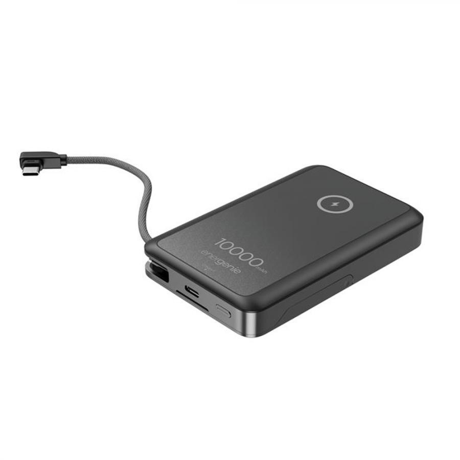 ENERGENIE 15W MAGNETIC WIRELESS POWERBANK WITH INTEGRATED STAND 10000 MAH BLACK
