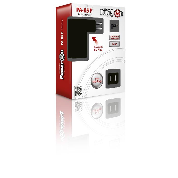 Power On Tablet Charger Pa-05f + extra UK Plug 3.0X1X10mm / 5V-2A