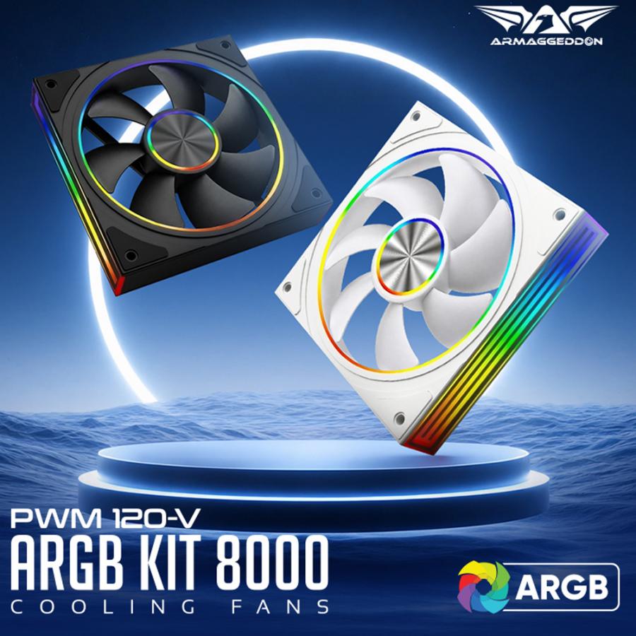ARMAGGEDDON ARGB PC FAN KIT 8000 PWM 120-V REVERSE BLACK