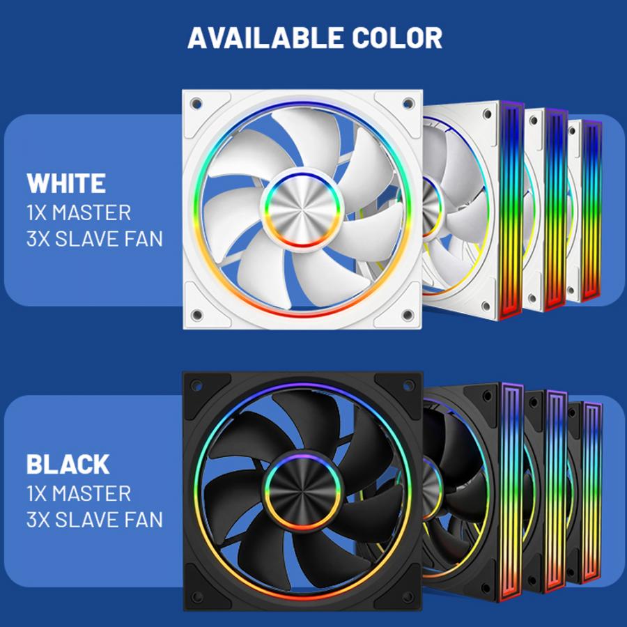 ARMAGGEDDON ARGB PC FAN KIT 8000 PWM 120-V REVERSE BLACK