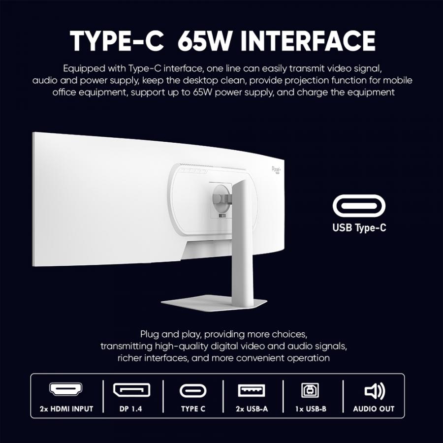 ARMAGGEDDON 49' DQHD 5K CURVED MONITOR PIXXEL+ 165HZ G-SYNC TYPE-C 65W WHITE