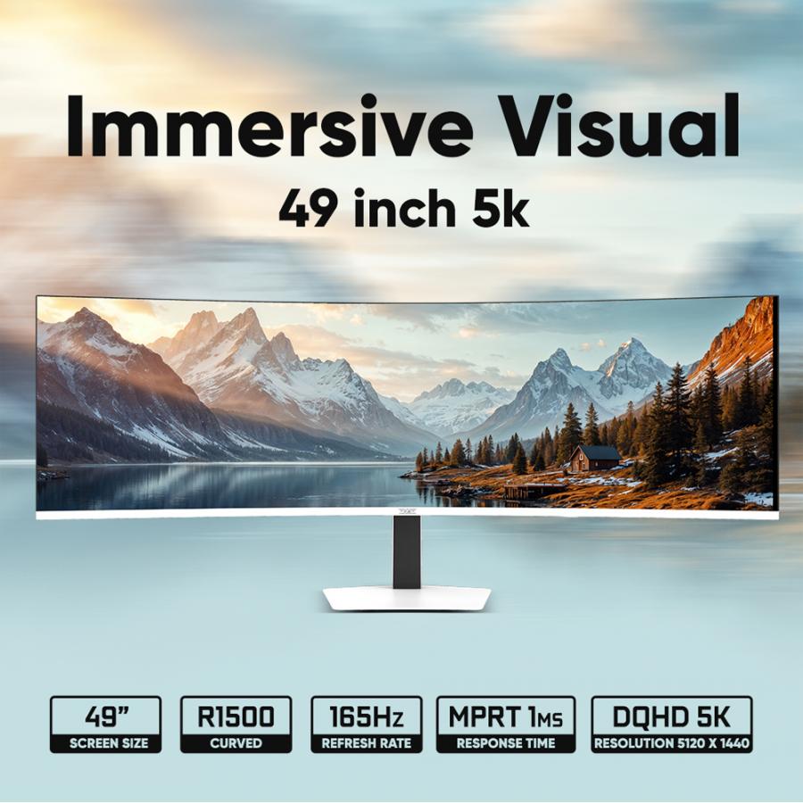 ARMAGGEDDON 49' DQHD 5K CURVED MONITOR PIXXEL+ 165HZ G-SYNC TYPE-C 65W WHITE
