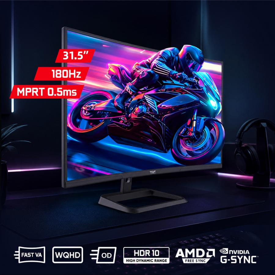 ARMAGGEDDON WQHD CURVED R1500 GAMING MONITOR 31.5' PIXXEL+ 180HZ BLACK