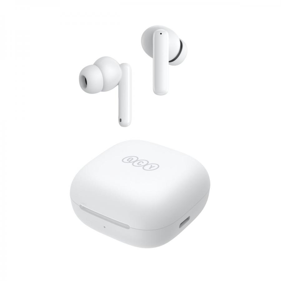 QCY T13 ANC White - TWS 10mm Dynamic Driver, 4-mic 28dB ANC, Bluetooth 5.3, 7hr-30hr, 75ms latency