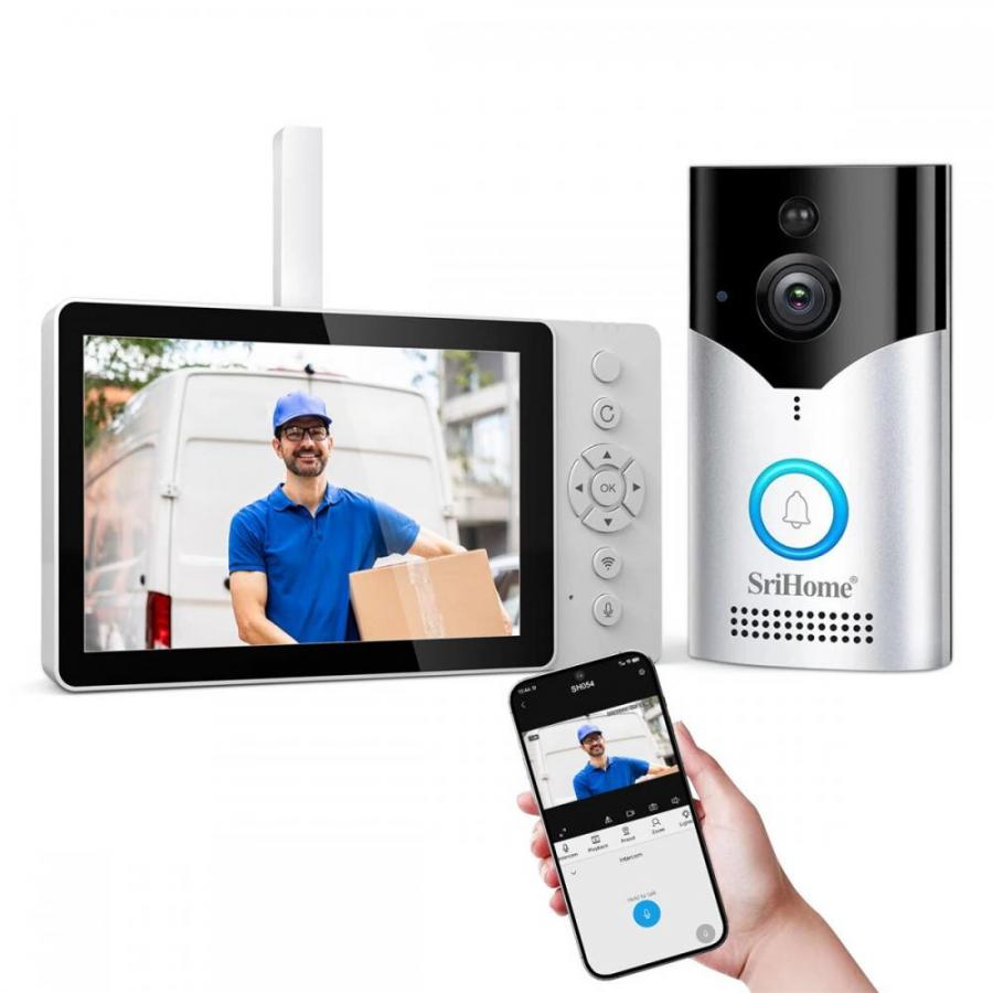 SRIHOME WIRELESS VIDEO INTERCOM SYSTEM DOORBELL CAMERA 4MP HD WIFI WHITE