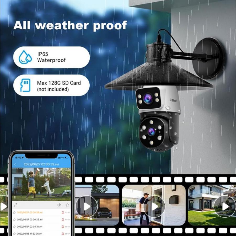 SRIHOME DUAL LENS LIGHT BULB CLOUD WIFI SECURITY CAMERA 2MP WHITE