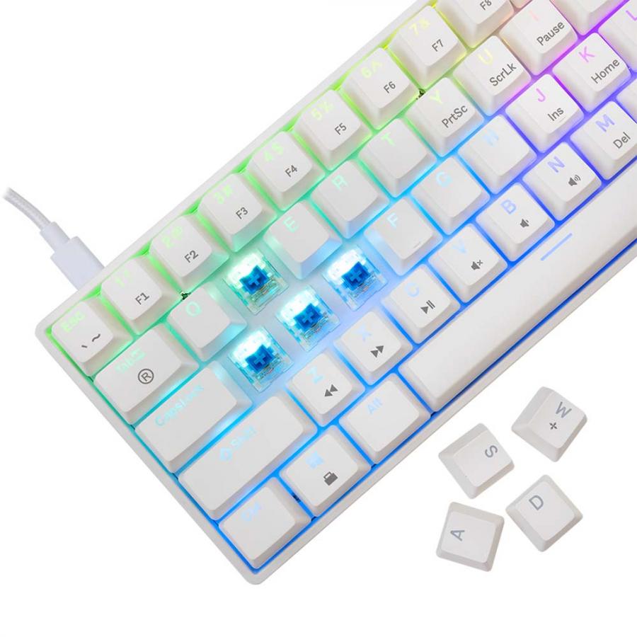 WHITE SHARK MECHANICAL KEYBOARD BLUE SWITCH GK-004221 WHITE