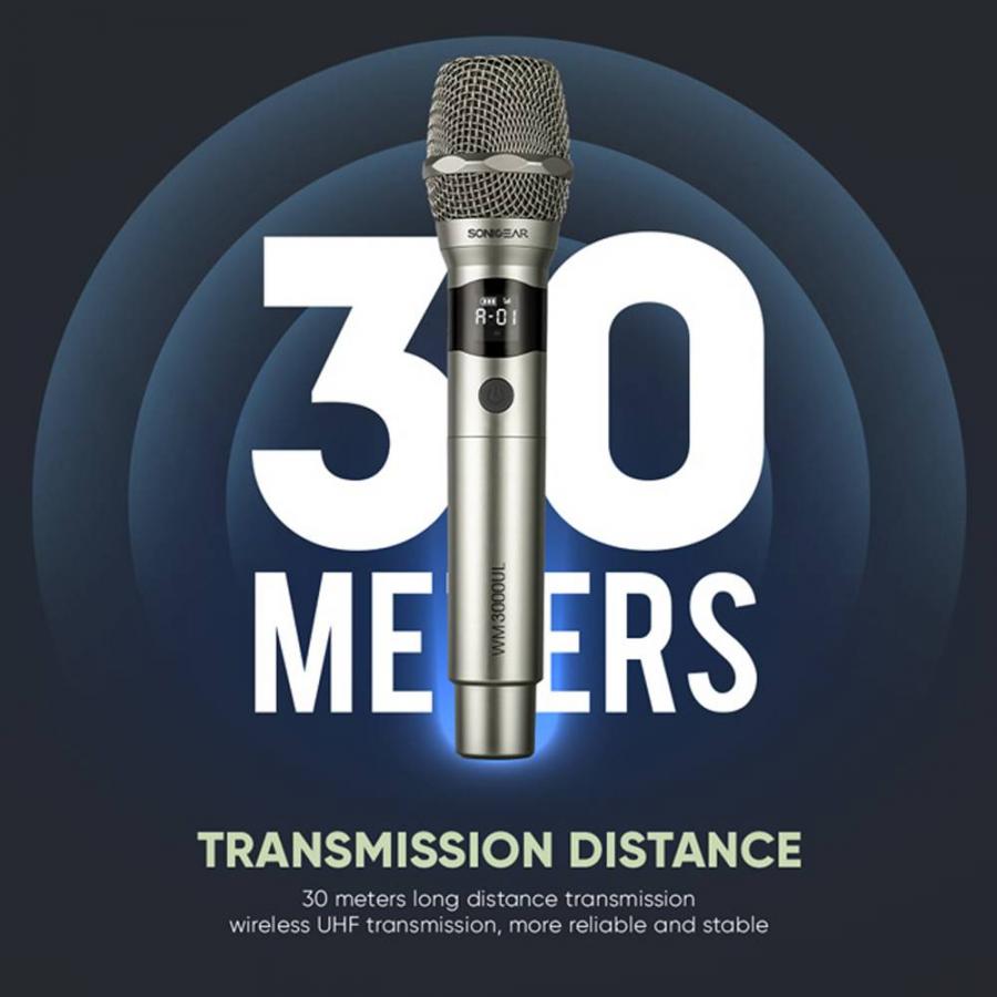 SONICGEAR PROFESSIONAL UHF WIRELESS MICROPHONE WM 3000UL PLATINUM