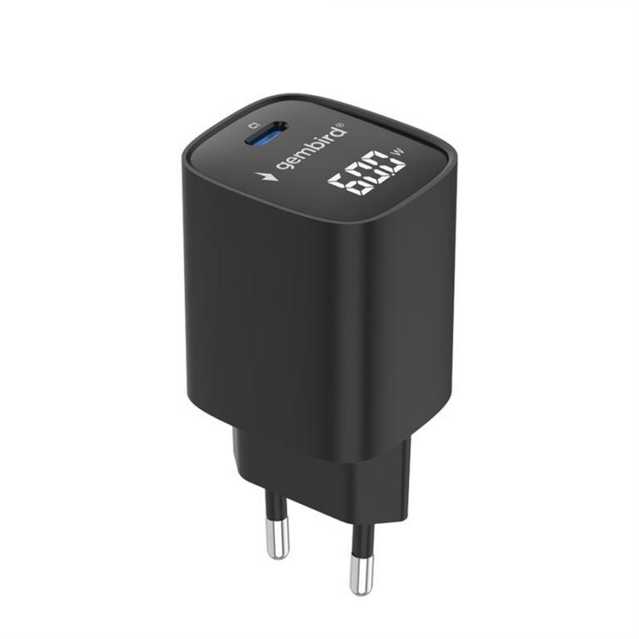 GEMBIRD TYPE-C FAST CHARGER 60W WITH LCD BLACK