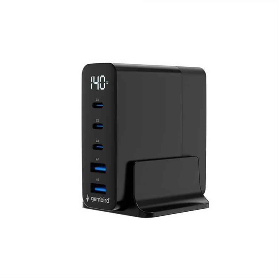 GEMBIRD 5-PORT 140W GAN USB FAST CHARGER BLACK