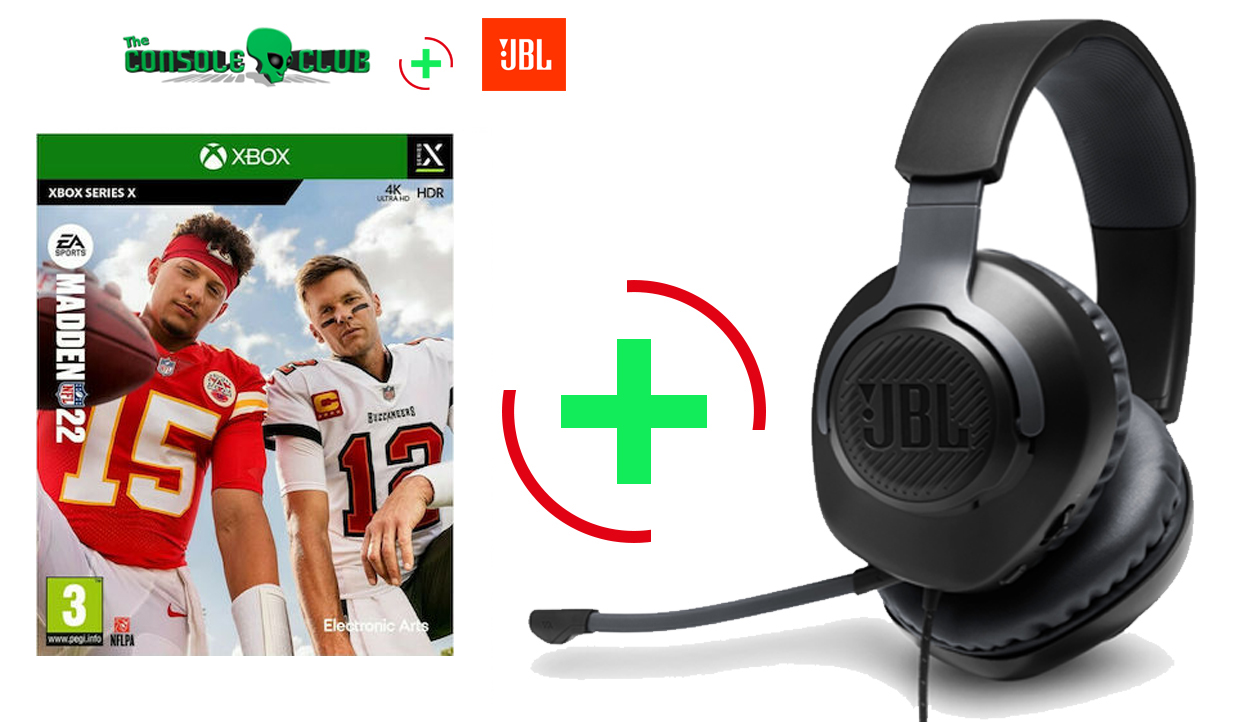 Madden  22  ( XONE & XBOX SERIES X ) NEW  + JBL Quantum 100, Over-Ear Wired Gaming Headset (Black)