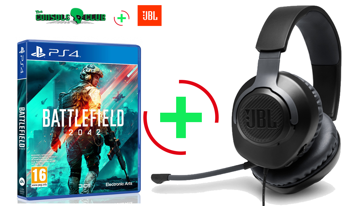 Battlefield 2042 PS4 NEW + + JBL Quantum 100, Over-Ear Wired Gaming Headset (Black)