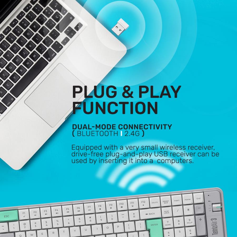 ALCATROZ BT5.3/2.4G MULTI-DEVICE RECHARGEABLE KEYBOARD TETRIZ AIR 3 WINTER WHITE
