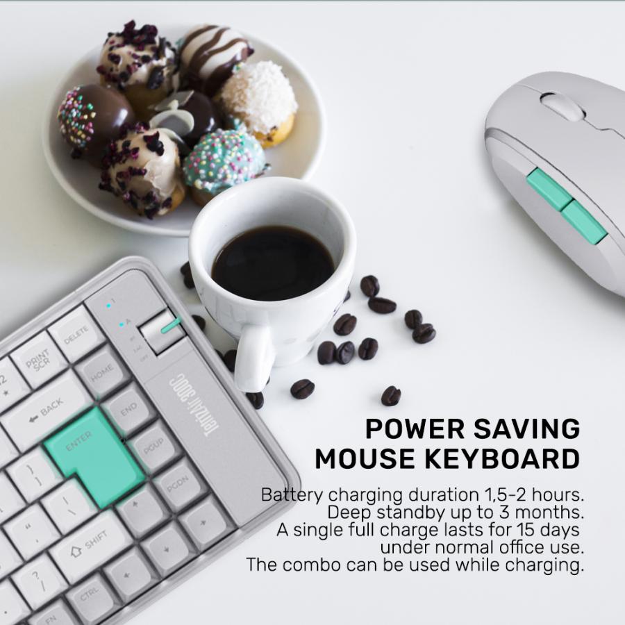 ALCATROZ BT5.3/2.4G MULTI-DEVICE RECHARGEABLE KEYBOARD & MOUSE TETRIZ AIR 300C WINTER WHITE