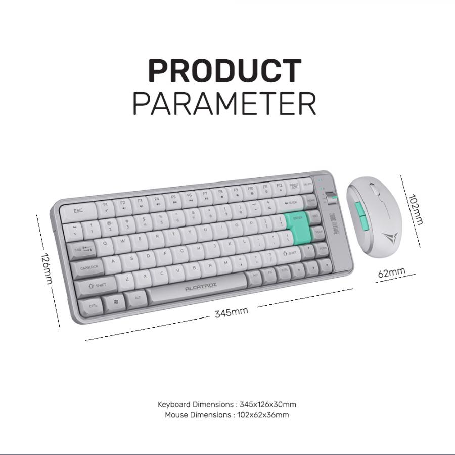ALCATROZ BT5.3/2.4G MULTI-DEVICE RECHARGEABLE KEYBOARD & MOUSE TETRIZ AIR 300C WINTER WHITE