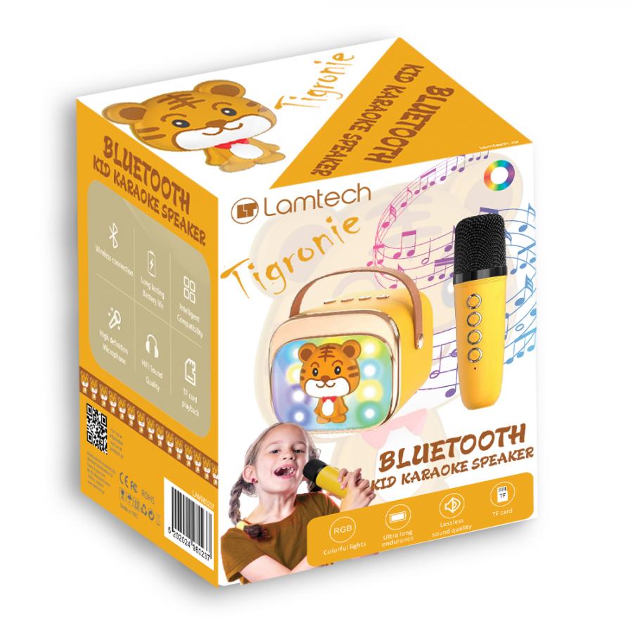 LAMTECH BT5.4 RGB KID KARAOKE SPEAKER YELLOW WITH MIC TIGRONIE