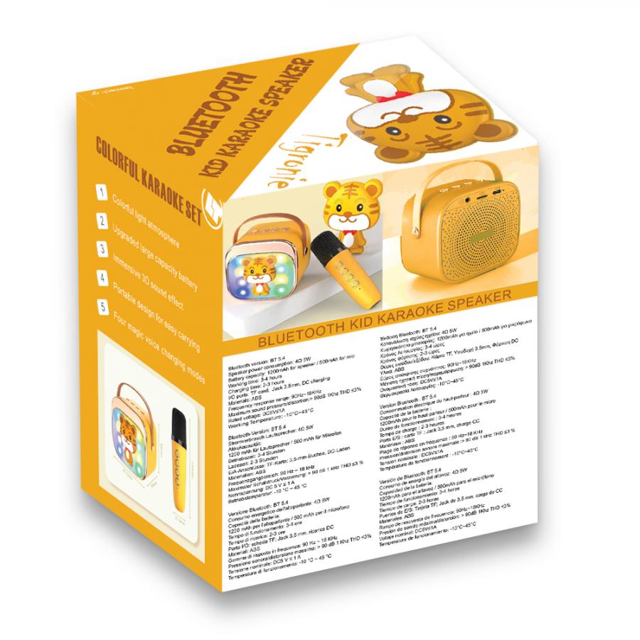LAMTECH BT5.4 RGB KID KARAOKE SPEAKER YELLOW WITH MIC TIGRONIE