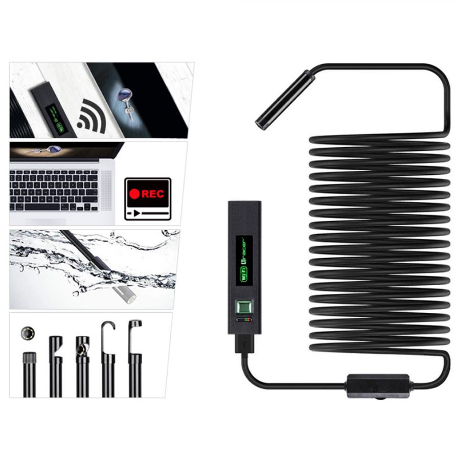 TRACER ENDOSCOPE 8MM LED WIFI CAMERA HARDWIRE 5M BLACK