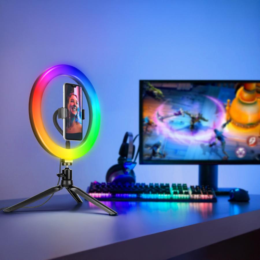 TRACER RGB RING LAMP 26CM WITH 9CM TRIPOD BLACK