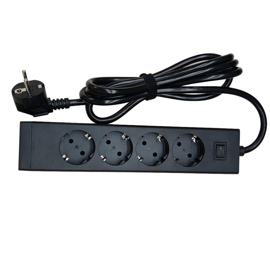 TESSAN 8 IN 1 POWER STRIP 4XSHUCKO, 2XUSB, 2XTYPE-C 20W 2M BLACK