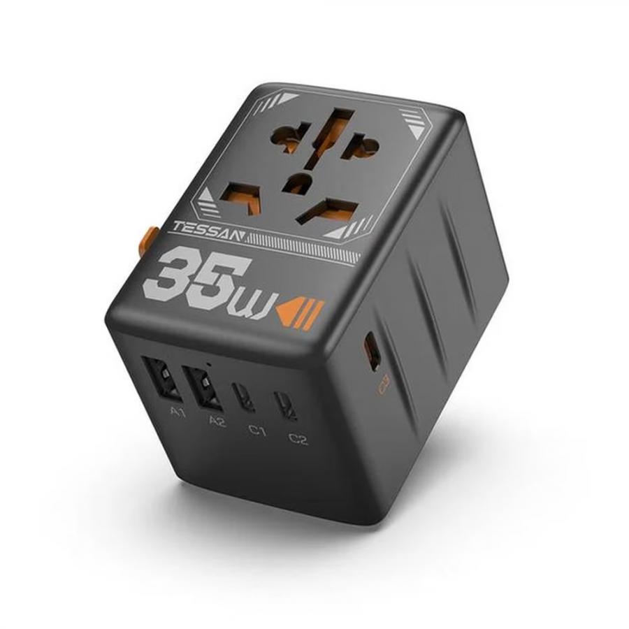 TESSAN UNIVERSAL TRAVEL ADAPTER 2xUSB, 3xTYPE-C MAX 35W