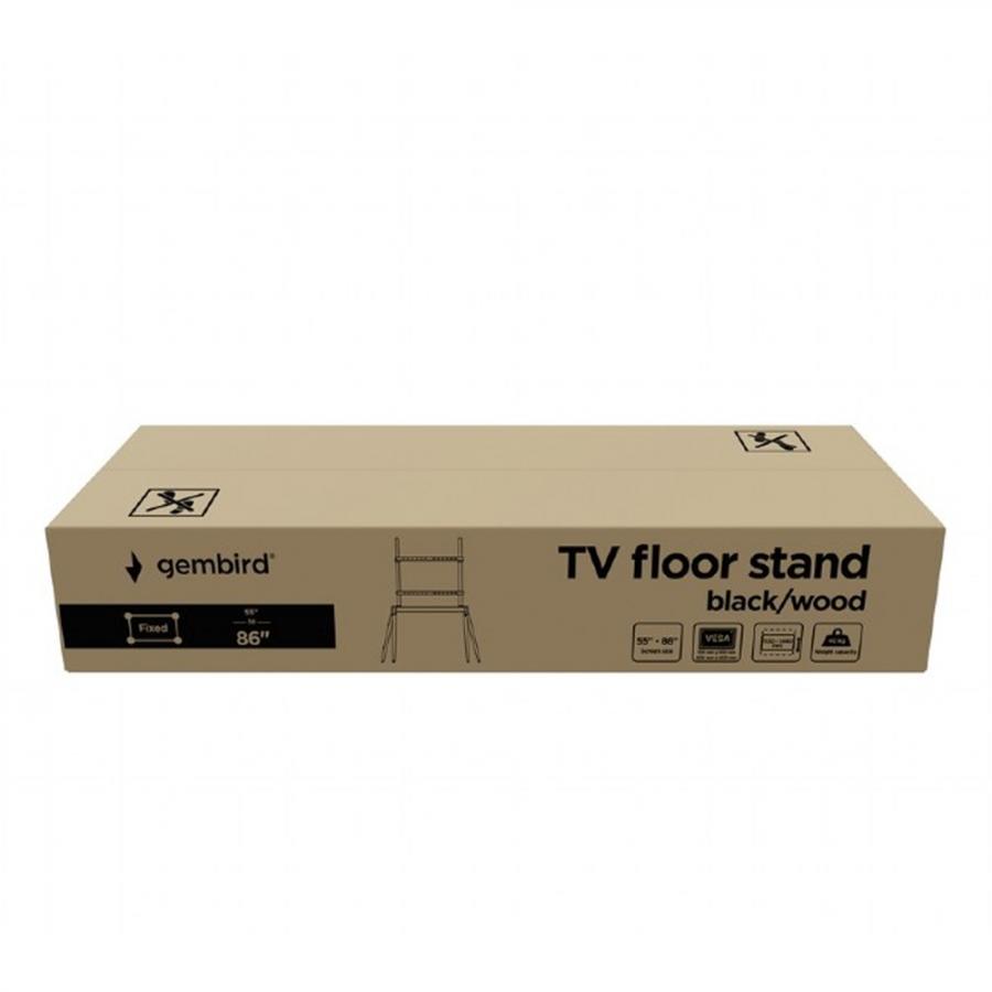 GEMBIRD TV FLOOR STAND 55'-86' BLACK/WOOD MAX VESA 600x400