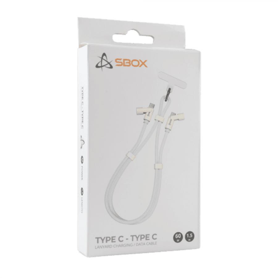 SBOX CABLE TYPE-C TO TYPE-C LANYARD 1.5M WHITE