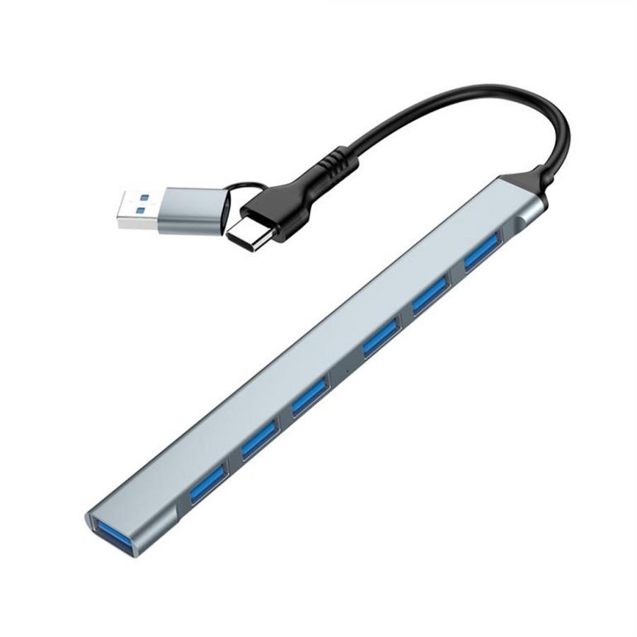 GEMBIRD 7-PORT USB HUB (1X USB 3.2 + 6X USB 2.0) USB-A + USB-C SILVER