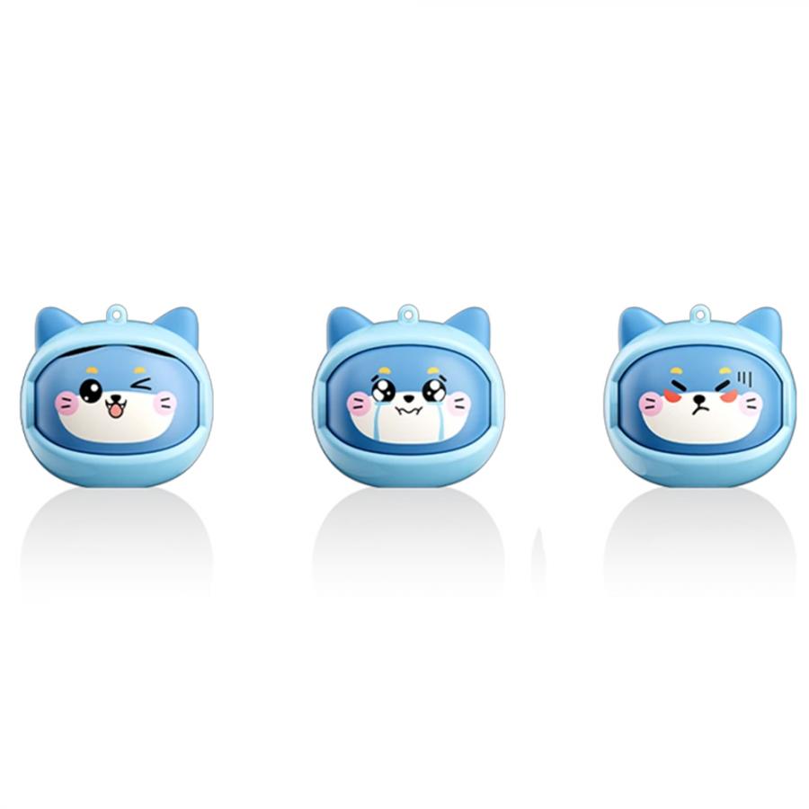 BLACKVIEW KIDS EARBUDS BT6.0 CAT DESIGN ROTATING CHARGING CASE WITH EMOJIS BLUE