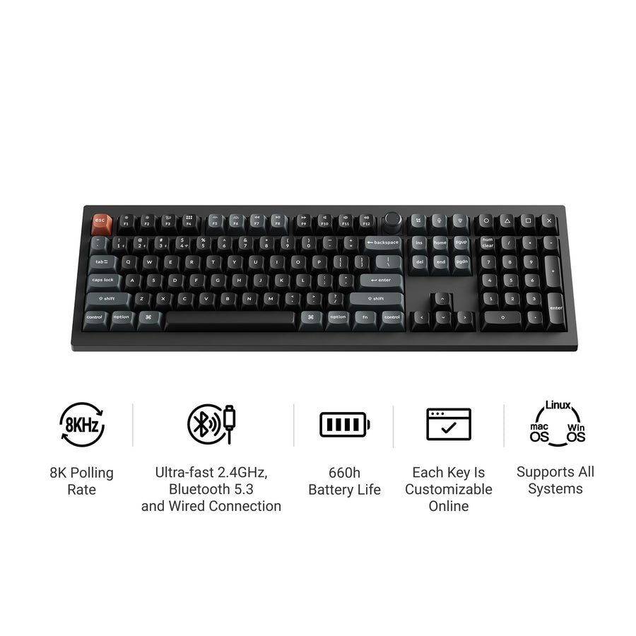 Keychron V6 Ultra (V6U-D3) QMK/VIA Wireless Custom Mechanical Keyboard Brown Switch RGB 100% US