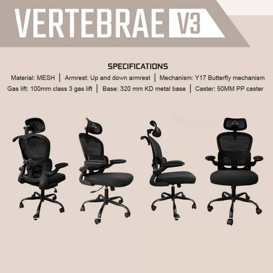 ARMAGGEDDON FULL MESH OFFICE CHAIR VERTEBRAE V3 BLACK